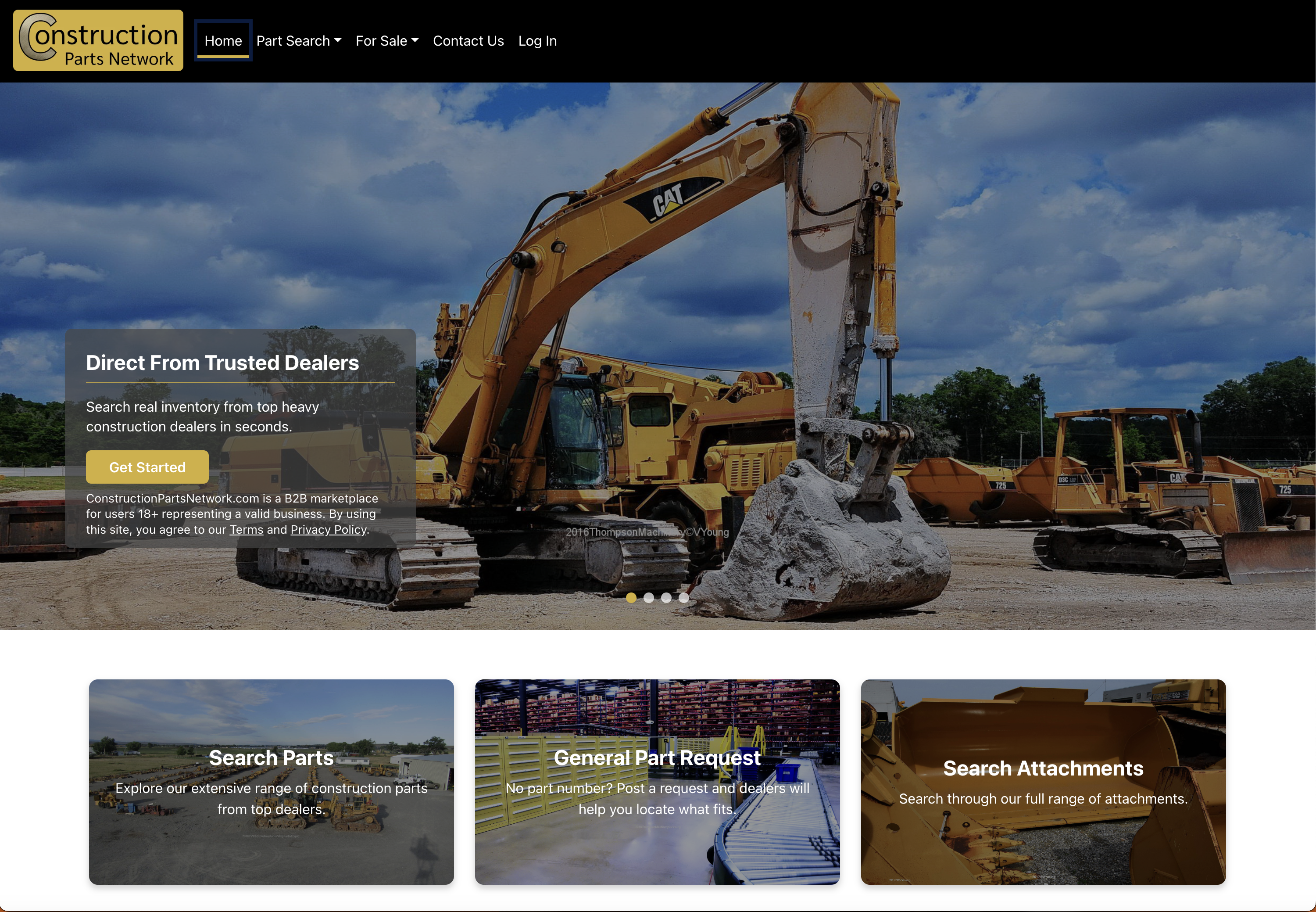Construction Parts Network homepage or search screenshot