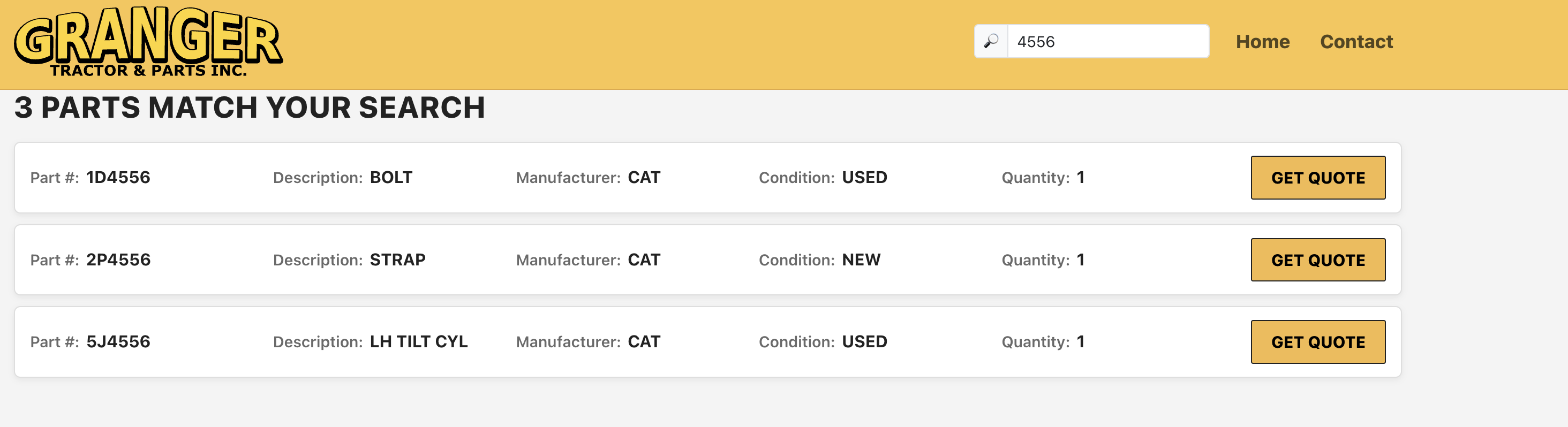 Part search or results screenshot