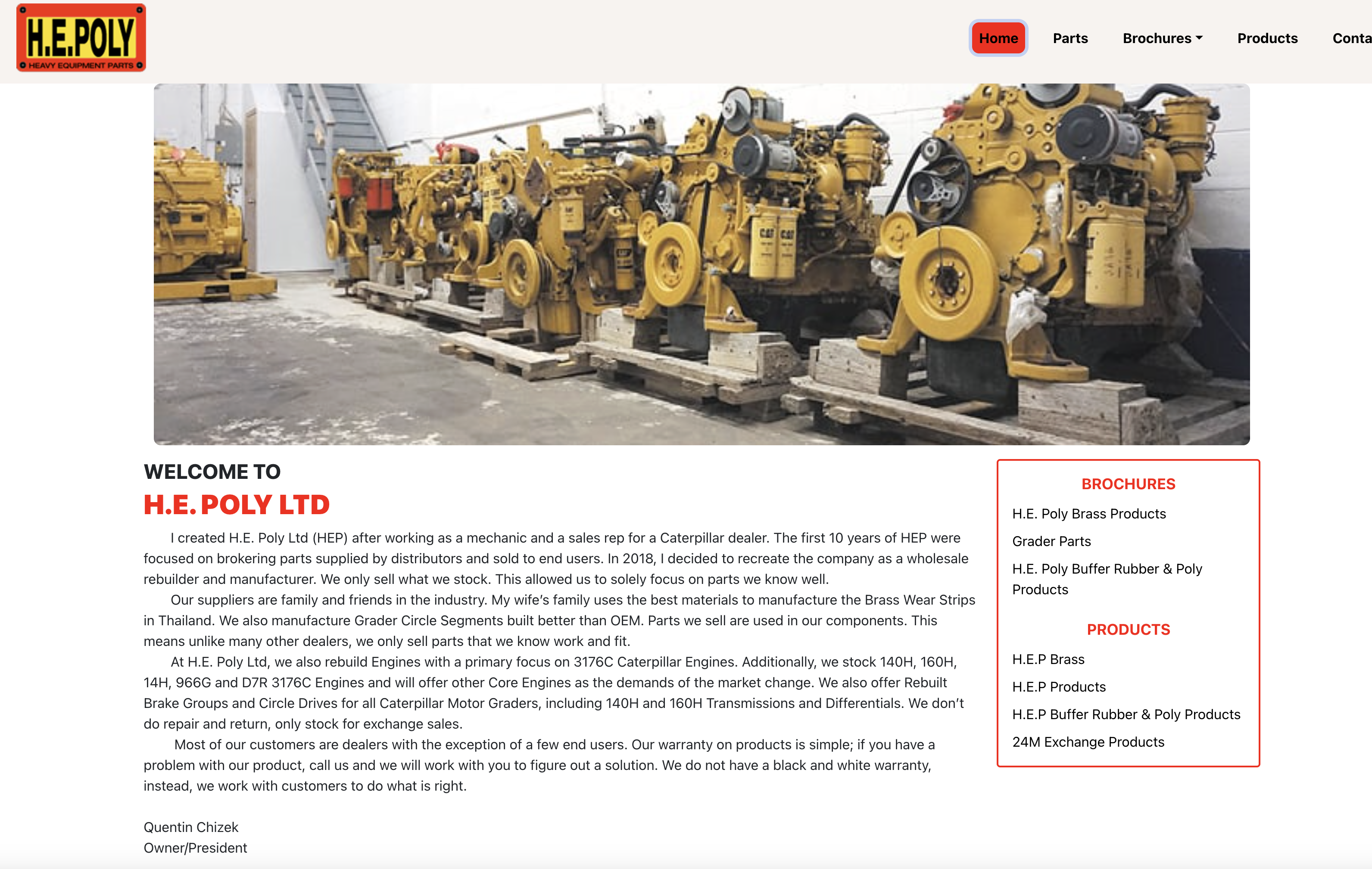 Screenshot of HE Poly website hosted by NetCom Services